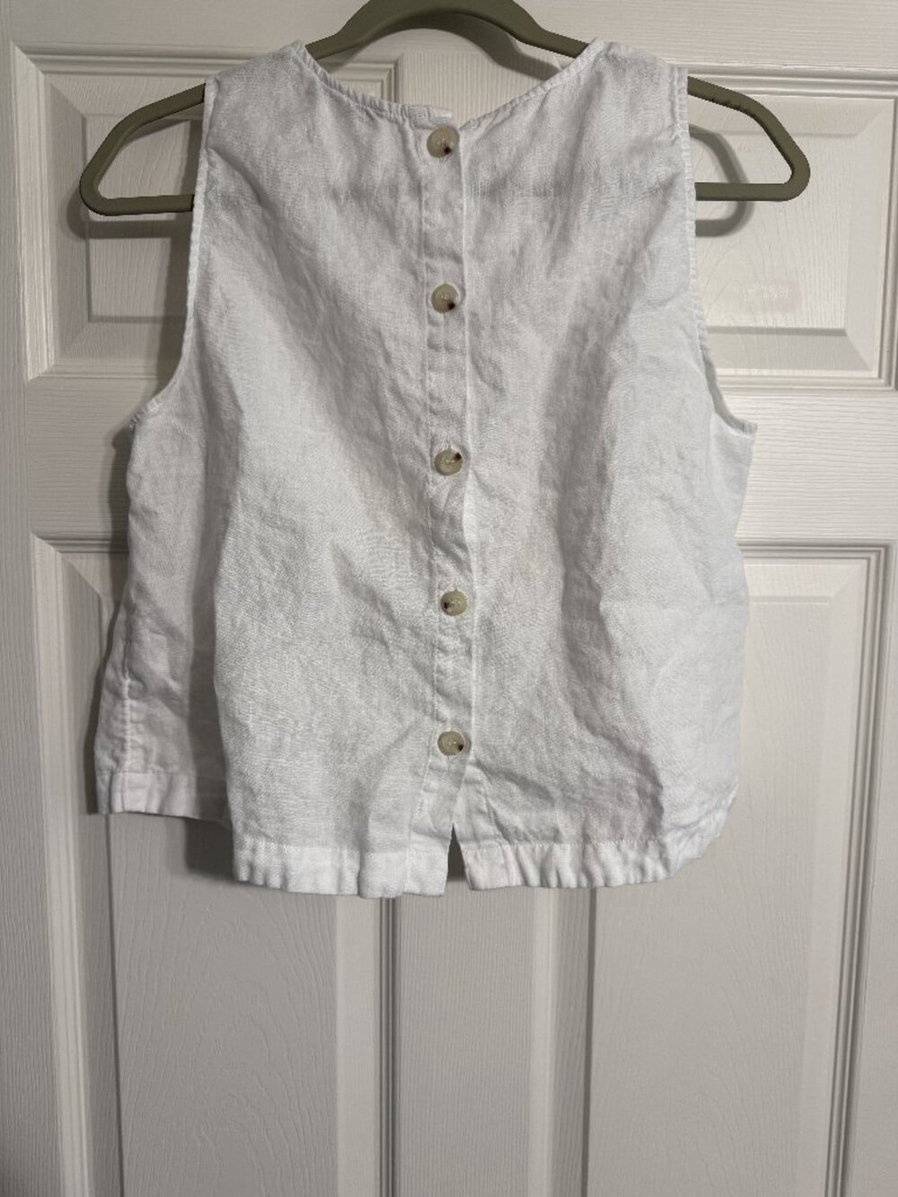 Quince 100% European Linen Cropped Tank White - M - Picture 4 of 6